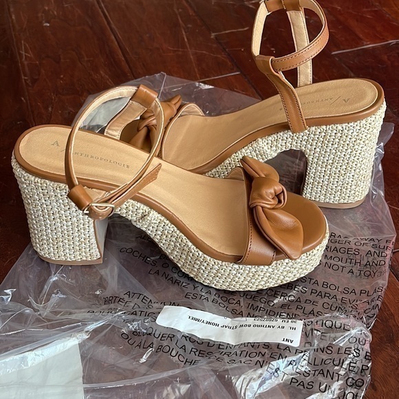 Anthropologie Bow Strap Platforms. NEW